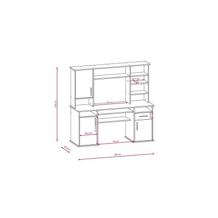 Psací stůl s policí ELIAN dub sonoma/bílá