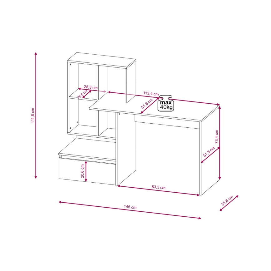 Psací stůl s policí MARLO dub artisan/antracit