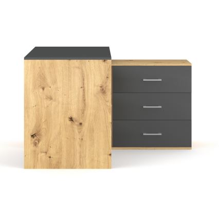 Psací stůl se zásuvkami a univerzálním rohem P/L JULES dub artisan/antracit
