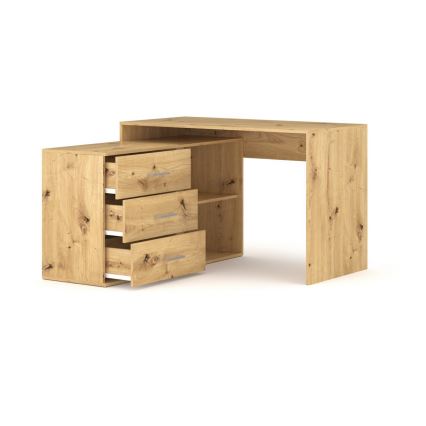 Psací stůl se zásuvkami a univerzálním rohem P/L JULES dub artisan