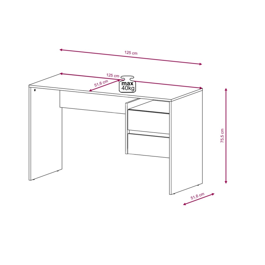 Psací stůl se zásuvkami MARLO dub artisan/bílá