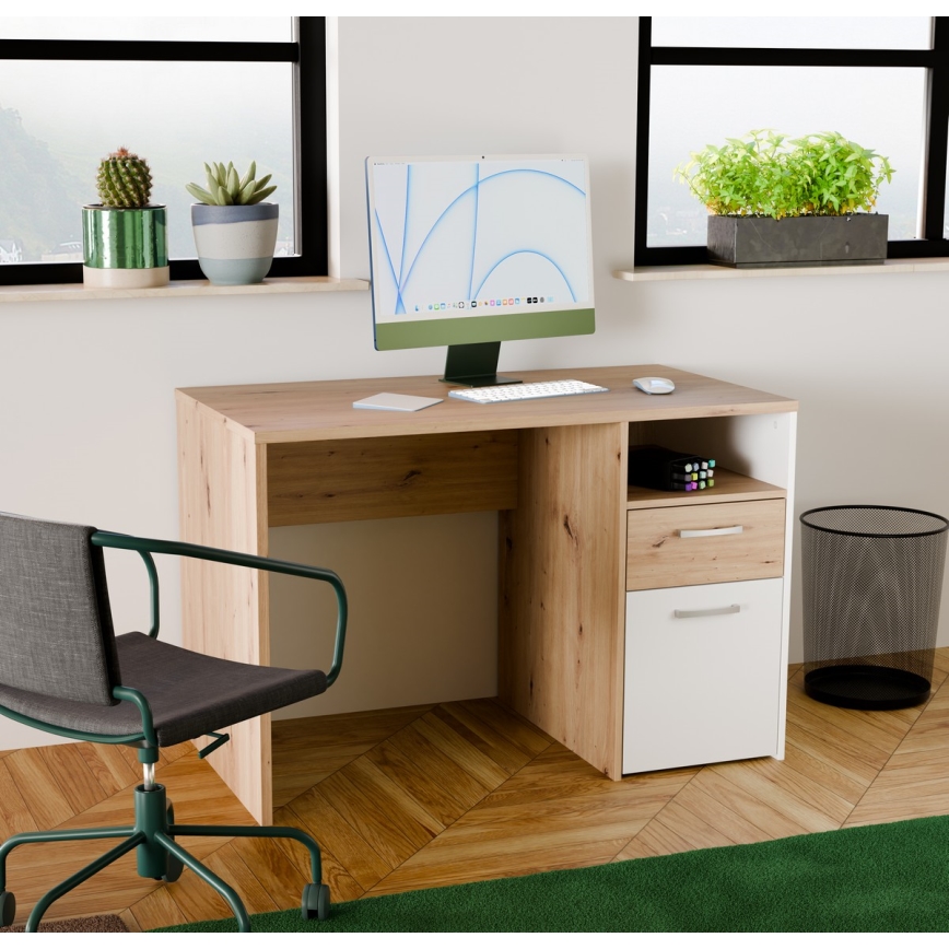 Psací stůl URO dub 110x60 cm artisan/bílá