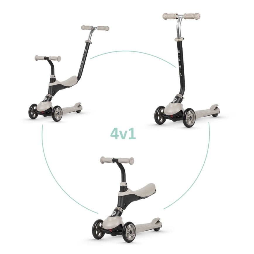 QPlay - Dětská koloběžka 4v1 SEMA béžová