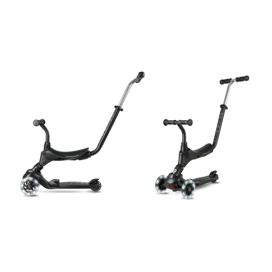 QPlay - Dětská koloběžka s LED kolečky 5v1 SEMA PRO černá