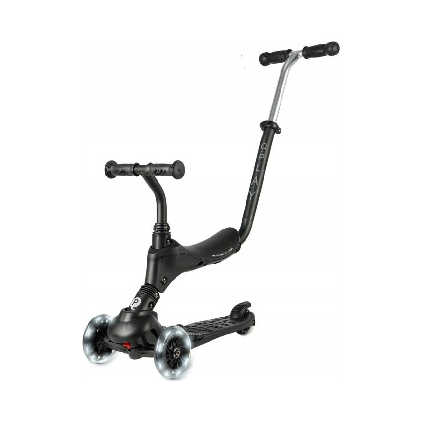 QPlay - Dětská koloběžka s LED kolečky 5v1 SEMA PRO černá