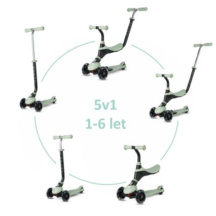 QPlay - Dětská koloběžka s LED kolečky 5v1 SEMA PRO zelená
