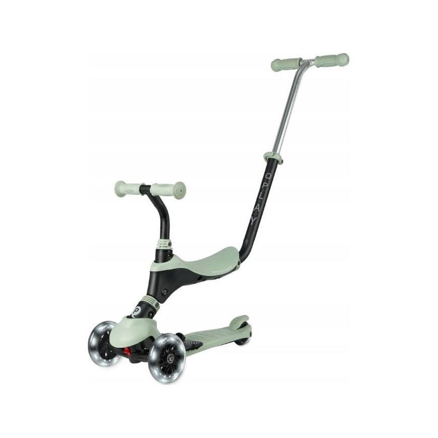 QPlay - Dětská koloběžka s LED kolečky 5v1 SEMA PRO zelená