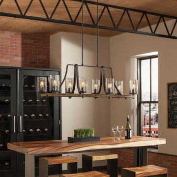 Quintiesse - Lustr na tyči ANGELO 8xE27/60W/230V dekor dub