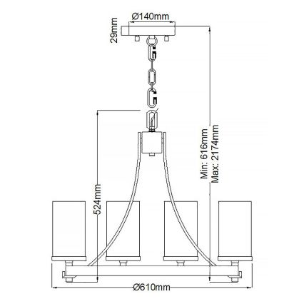 Quintiesse - Lustr na řetězu ANGELO 5xE27/60W/230V dekor dub