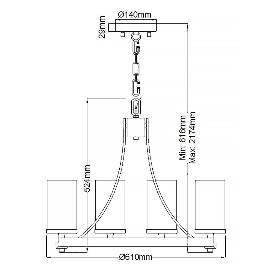 Quintiesse - Lustr na řetězu ANGELO 5xE27/60W/230V dekor dub