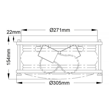 Quintiesse - Koupelnové stropní svítidlo ASHLAND 2xE27/60W/230V pr. 30,5 cm IP44 lesklý chrom