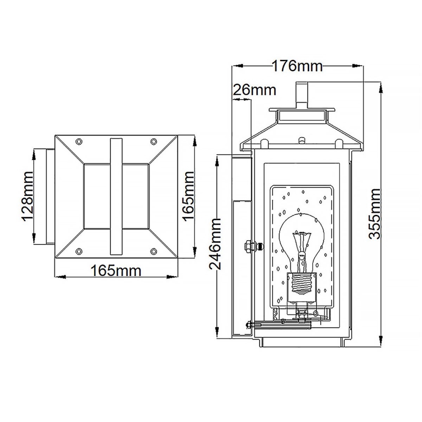 Quintiesse - Venkovní nástěnné svítidlo ATWATER S 1xE27/60W/230V IP44 černá