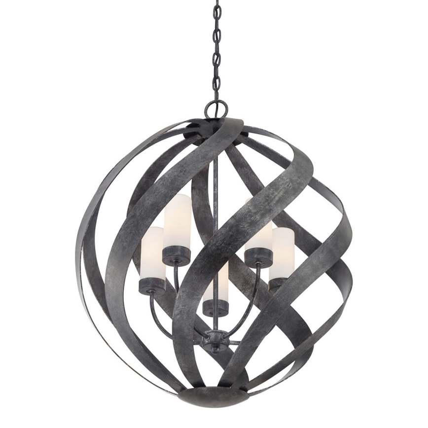 Quintiesse - Venkovní lustr na řetězu BLACKSMITH 5xE14/40W/230V pr. 66,4 cm  IP44 černá