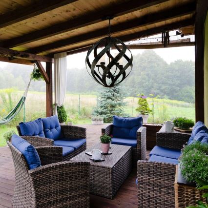 Quintiesse - Venkovní lustr na řetězu BLACKSMITH 5xE14/40W/230V pr. 66,4 cm  IP44 černá