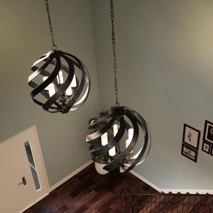 Quintiesse - Venkovní lustr na řetězu BLACKSMITH 5xE14/40W/230V pr. 66,4 cm  IP44 černá