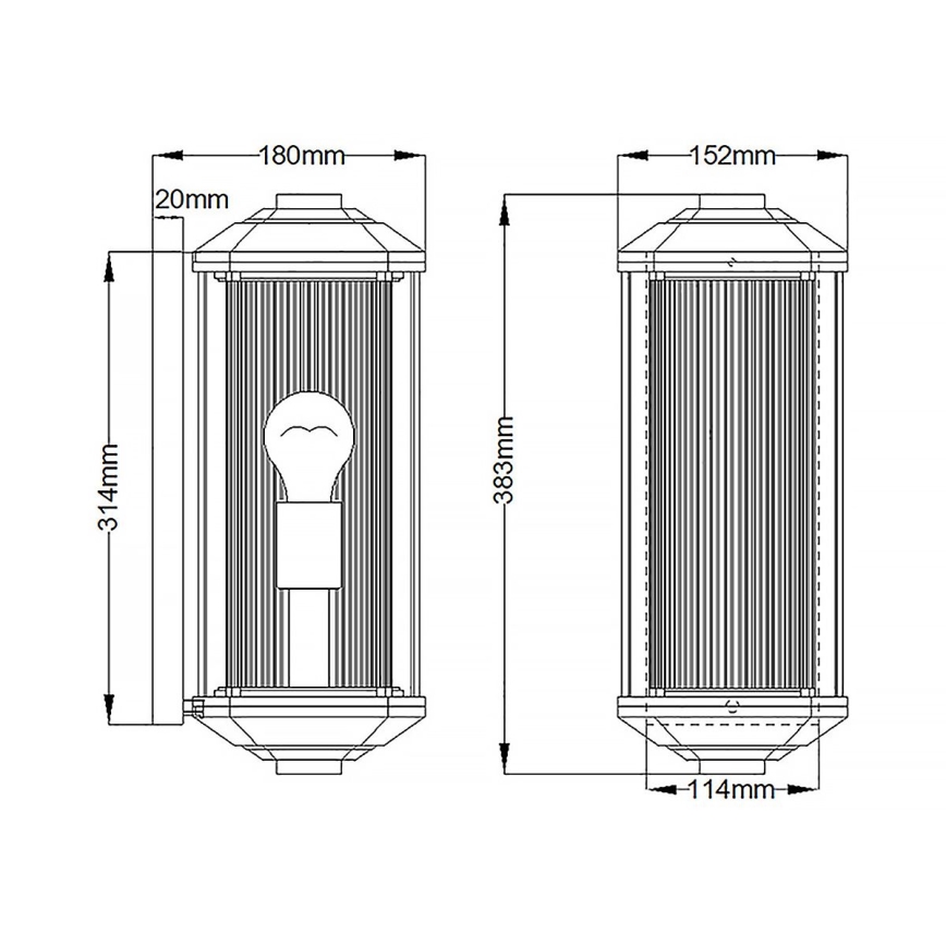Quintiesse - Venkovní nástěnné svítidlo CASTELLE M 1xE27/60W/230V IP44 černá