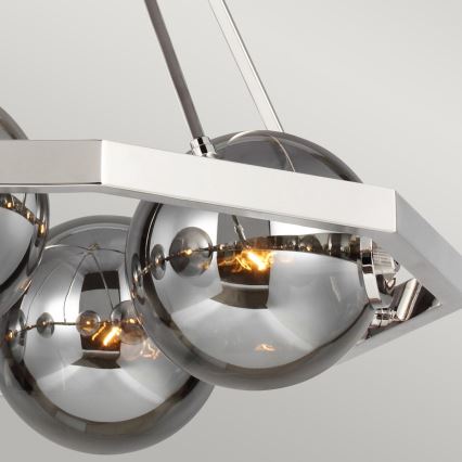 Quintiesse - Lustr na tyči HARPER 5xE14/60W/230V pr. 77,5 cm lesklý chrom/kouřová