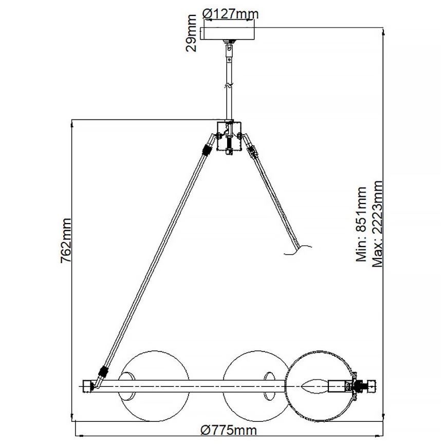 Quintiesse - Lustr na tyči HARPER 5xE14/60W/230V pr. 77,5 cm lesklý chrom/kouřová