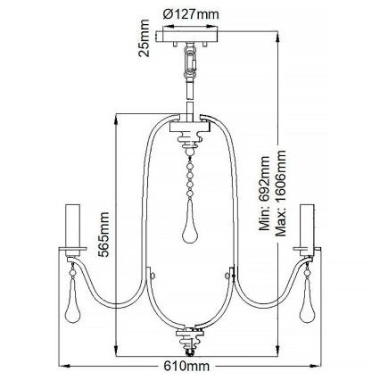 Quintiesse - Lustr na tyči KARLEE 5xE14/60W/230V pr. 61 cm matný chrom