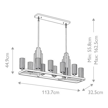 Quintiesse - Lustr na tyči KIMROSE 10xE14/40W/230V lesklý chrom