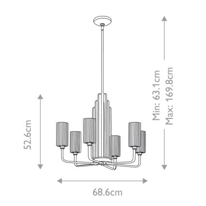 Quintiesse - Lustr na tyči KIMROSE 6xE14/40W/230V pr. 68,6 cm zlatá
