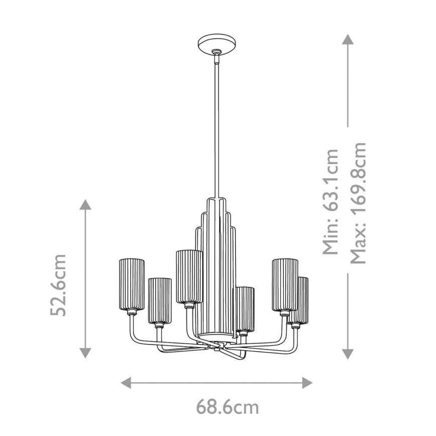Quintiesse - Lustr na tyči KIMROSE 6xE14/40W/230V pr. 68,6 cm lesklý chrom