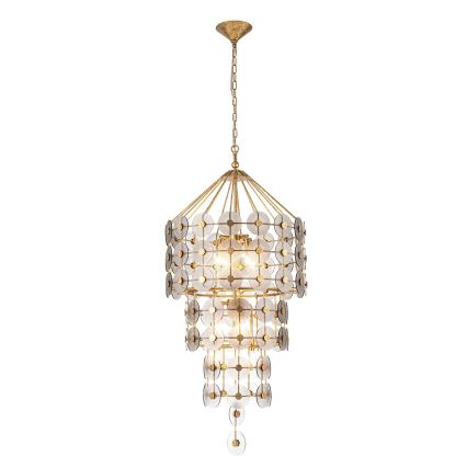 Quintiesse - Lustr na řetězu MERIDIAN 9xE14/40W/230V pr. 57,2 cm zlatá