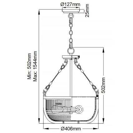 Quintiesse - Lustr na řetězu ROUX 3xE27/60W/230V pr. 40,6 cm zlatá