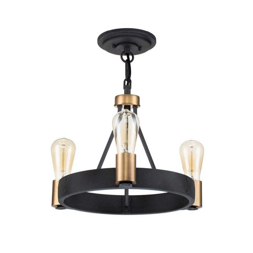 Quintiesse - Lustr na tyči SILAS 3xE27/60W/230V pr. 42,2 cm černá/zlatá
