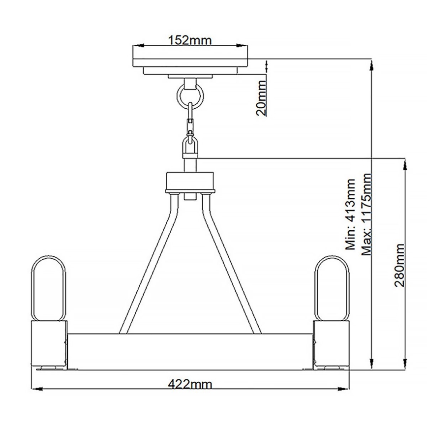 Quintiesse - Lustr na tyči SILAS 3xE27/60W/230V pr. 42,2 cm černá/zlatá
