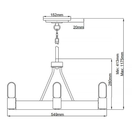 Quintiesse - Lustr na tyči SILAS 4xE27/60W/230V pr. 54,9 cm černá/zlatá