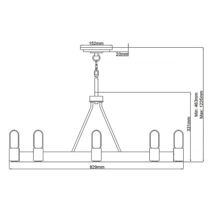 Quintiesse - Lustr na tyči SILAS 8xE27/60W/230V pr. 82,9 cm černá/zlatá