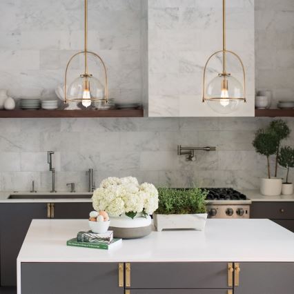 Quintiesse - Lustr na tyči SOMERSET 1xE27/60W/230V pr. 28,9 cm bronzová