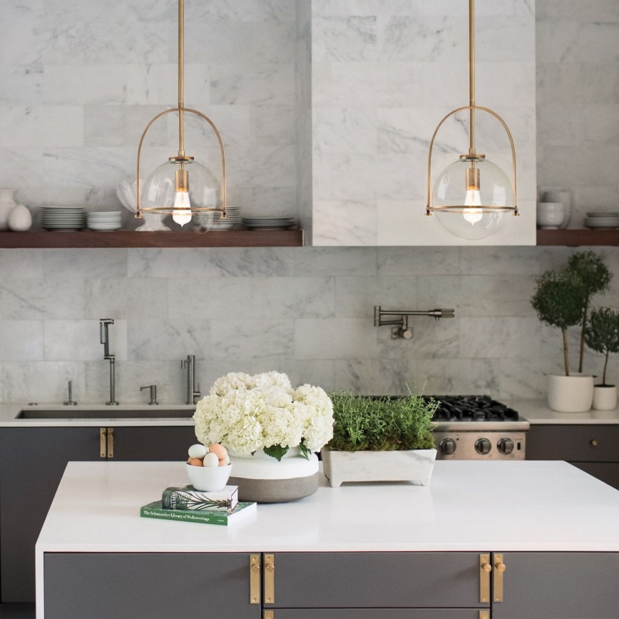 Quintiesse - Lustr na tyči SOMERSET 1xE27/60W/230V pr. 28,9 cm bronzová