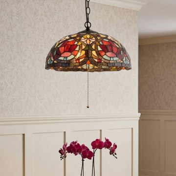 Quoizel - Lustr na řetězu Tiffany LARISSA 3xE27/60W/230V pr. 38,5 cm