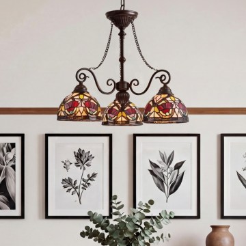 Quoizel - Lustr na řetězu Tiffany LARISSA 3xE27/60W/230V pr. 63,6 cm