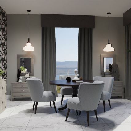 Quoizel - Lustr na tyči BRECKEN 2xE27/60W/230V černá/dekor mramoru