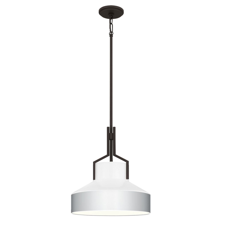Quoizel - Lustr na tyči BRECKEN 2xE27/60W/230V černá/bílá