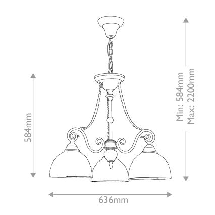 Quoizel - Lustr na řetězu Tiffany LARISSA 3xE27/60W/230V pr. 63,6 cm