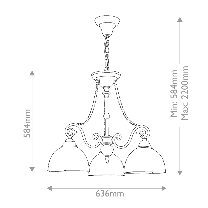Quoizel - Lustr na řetězu Tiffany LARISSA 3xE27/60W/230V pr. 63,6 cm