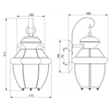 Quoizel - Venkovní nástěnné svítidlo NEWBURY 1xE27/60W/230V IP44 měděná