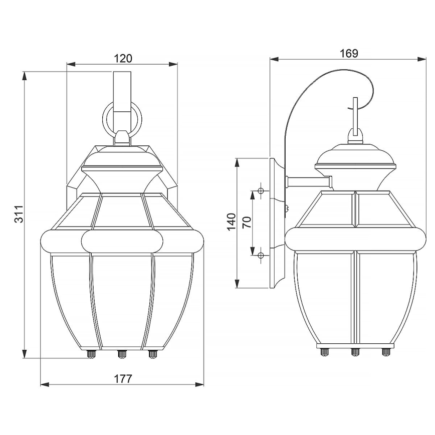 Quoizel - Venkovní nástěnné svítidlo NEWBURY 1xE27/60W/230V IP44 měděná