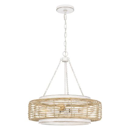 Quoizel - Lustr na řetězu WAYLON 4xE27/60W/230V pr. 50,4 cm hnědá/bílá