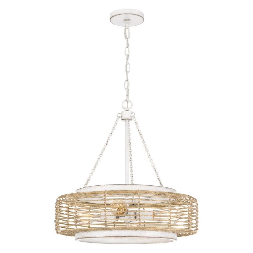 Quoizel - Lustr na řetězu WAYLON 4xE27/60W/230V pr. 50,4 cm hnědá/bílá