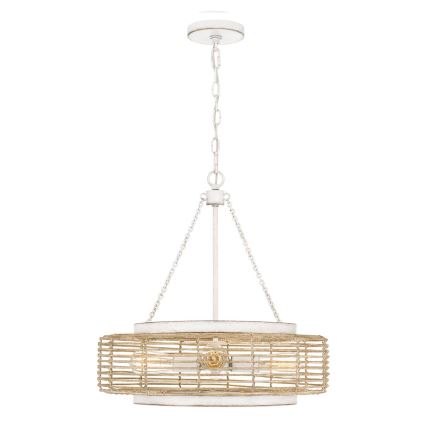 Quoizel - Lustr na řetězu WAYLON 4xE27/60W/230V pr. 50,4 cm hnědá/bílá