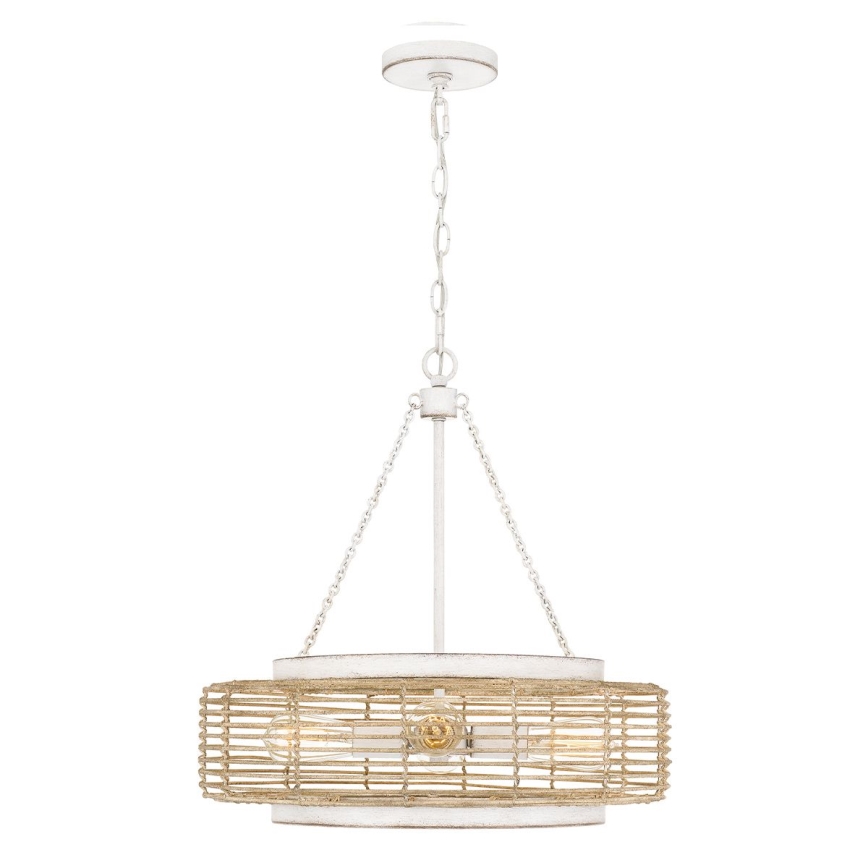 Quoizel - Lustr na řetězu WAYLON 4xE27/60W/230V pr. 50,4 cm hnědá/bílá