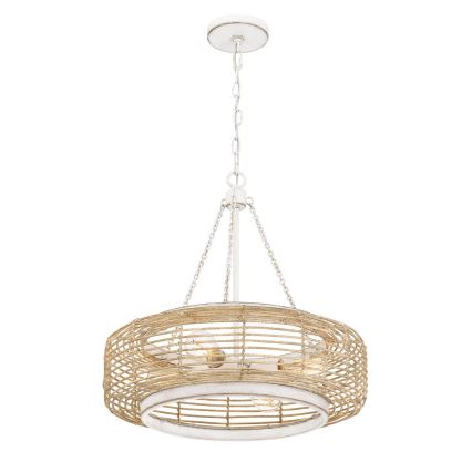 Quoizel - Lustr na řetězu WAYLON 4xE27/60W/230V pr. 50,4 cm hnědá/bílá