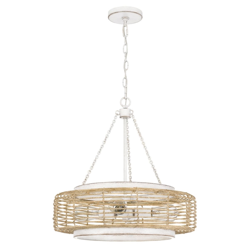 Quoizel - Lustr na řetězu WAYLON 4xE27/60W/230V pr. 50,4 cm hnědá/bílá