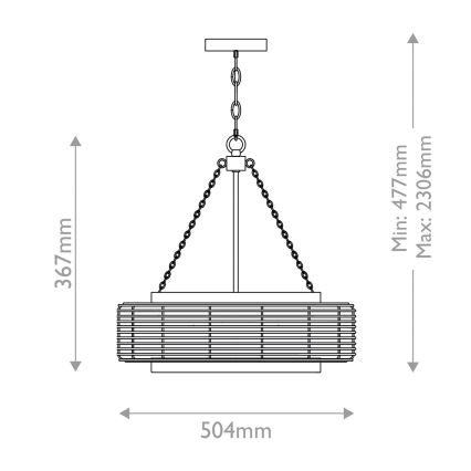 Quoizel - Lustr na řetězu WAYLON 4xE27/60W/230V pr. 50,4 cm hnědá/bílá