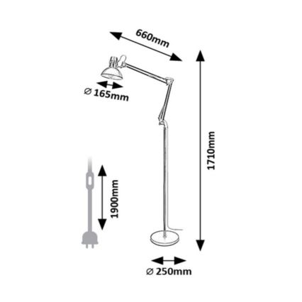 Rabalux - Stojací lampa 1xE27/40W/230V černá/lesklý chrom